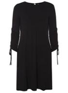 Dorothy Perkins Black Rouched Sleeve Swing Dress