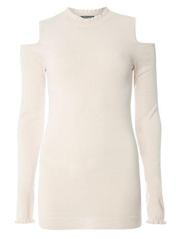 Dorothy Perkins *tall Blush Cold Shoulder Ruffle Detail Jumper