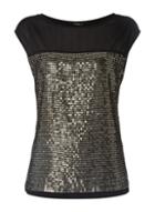 Dorothy Perkins *roman Originals Black Sequin Front Top