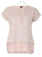 Dorothy Perkins *izabel London Beige Short Sleeve Top With Necklace