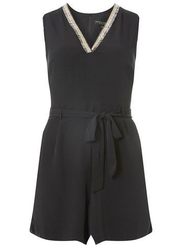 Dorothy Perkins Black Embellished Neck Playsuit