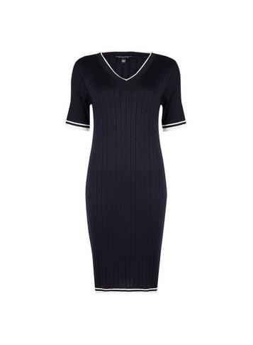 Dorothy Perkins Navy V Neck Tipped Knitted Dress