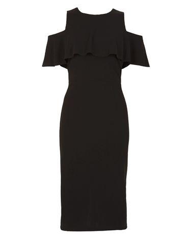 Dorothy Perkins *voulez Vous Black Cold Shoulder Pencil Dress