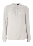 Dorothy Perkins Silver Grey Pleat Neck Top