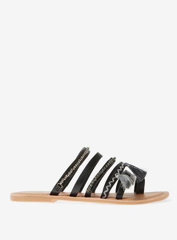 Dorothy Perkins Black Miami Tassel Sandals