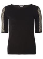 Dorothy Perkins Petite Black Textured Sleeve T-shirt