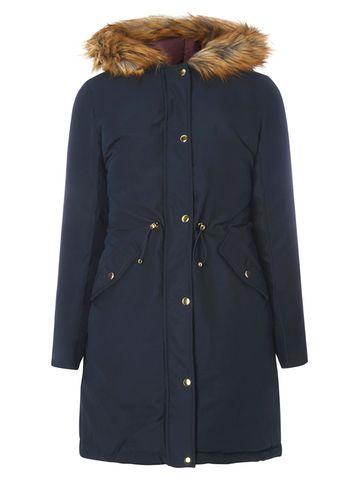 Dorothy Perkins Navy And Berry Red Reversible Parka Coat