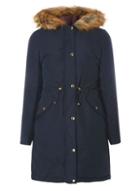 Dorothy Perkins Navy And Berry Red Reversible Parka Coat
