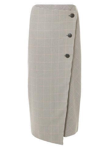 Dorothy Perkins *tall Monochrome Mutli Check Button Detail Pencil Skirt