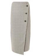 Dorothy Perkins *tall Monochrome Mutli Check Button Detail Pencil Skirt