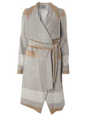 Dorothy Perkins *tall Grey Striped Waterfall Coat