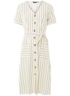 Dorothy Perkins Cream Striped Linen Button Detail Shirt Dress