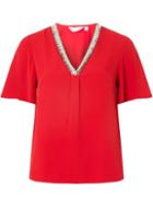 Dorothy Perkins Petite Red Trim V-neck Top