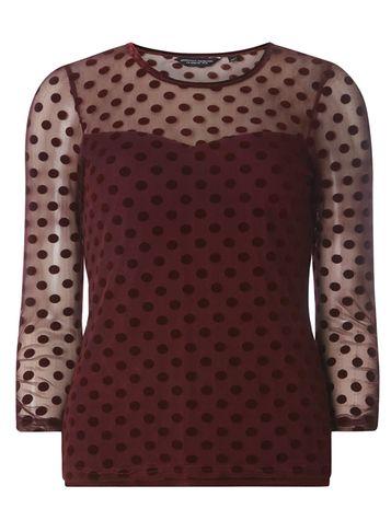 Dorothy Perkins Berry Flocked Mesh Top