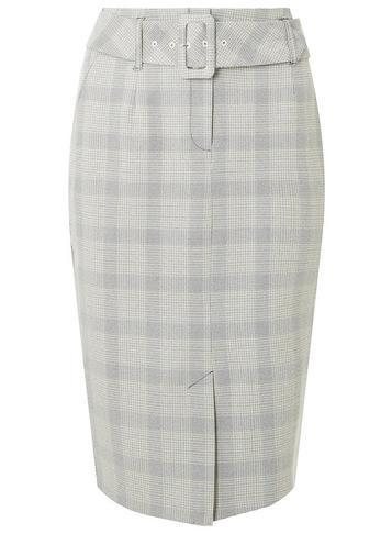 Dorothy Perkins Multi Coloured Checked Belted Pencil Skirt