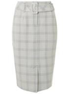 Dorothy Perkins Multi Coloured Checked Belted Pencil Skirt