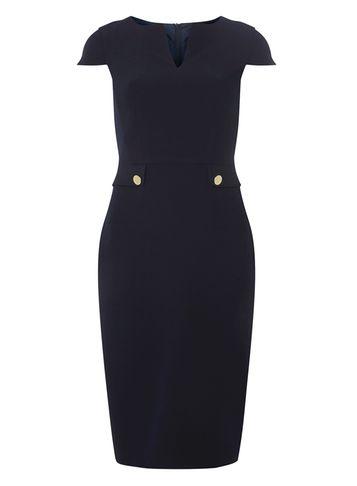 Dorothy Perkins *tall Navy Button Pencil Dress