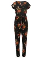 Dorothy Perkins *tall Black Floral Jumpsuit