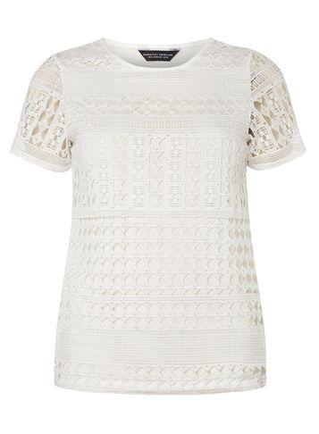 Dorothy Perkins Ivory Geometric Lace T-shirt