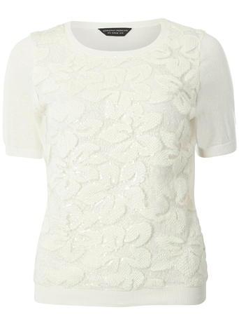 Dorothy Perkins Ivory Sequin Lace Tee
