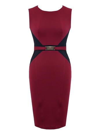 Dorothy Perkins *elise Ryan Burgundy And Black Contrast Textured Bodycon Dress