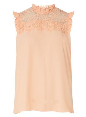 Dorothy Perkins Peach Lace Yoke Sleeveless Top