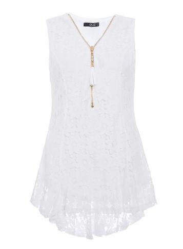 Dorothy Perkins *quiz Cream Lace Dip Hem Sleeveless Top