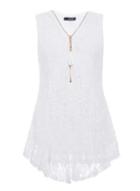 Dorothy Perkins *quiz Cream Lace Dip Hem Sleeveless Top