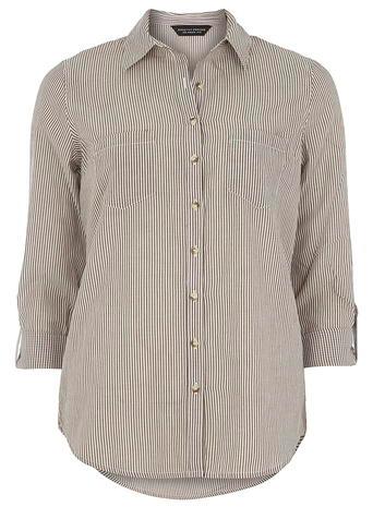Dorothy Perkins Chocolate Stripe Casual Shirt