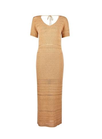 Dorothy Perkins Tan Crochet Midi Dress