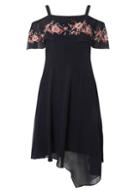 Dorothy Perkins Navy Blue Embroidered Fit And Flare Dress