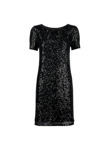 Dorothy Perkins Black Sequin Puff Sleeve Shift Dress