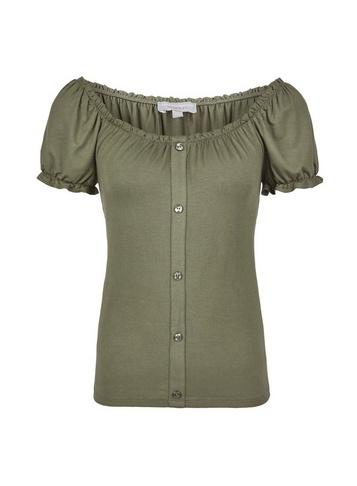 Dorothy Perkins Petite Khaki Milkmaid Top