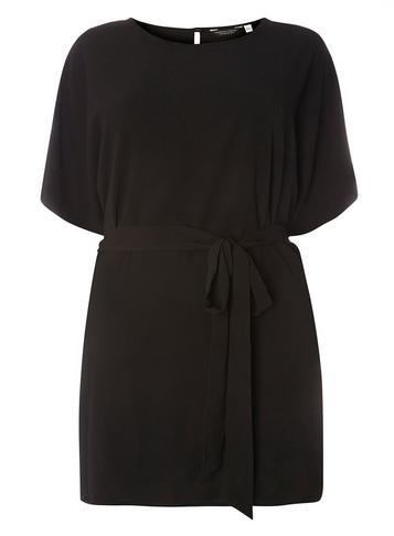Dorothy Perkins *dp Curve Black Self Tie Tunic Top