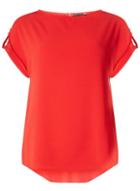 Dorothy Perkins Red Button Sleeve Zip T-shirt