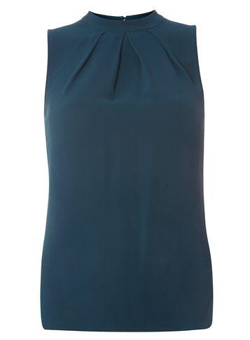 Dorothy Perkins Green Pleat Neck Shell Top