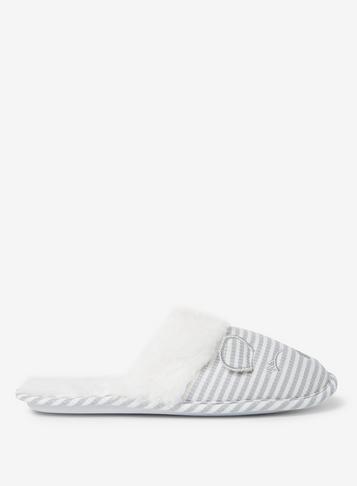 Dorothy Perkins Grey Striped Novelty Mule Slippers