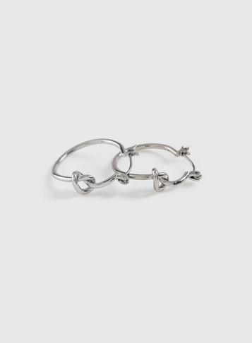 Dorothy Perkins Silver Knot Detailing Hoop Earrings