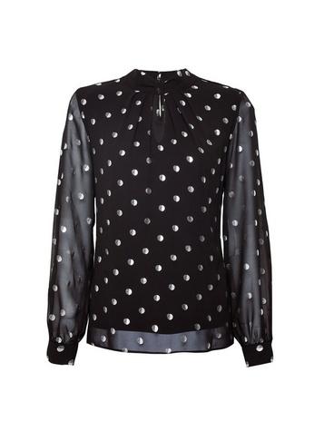 *billie & Blossom Black Spot Print Trim Blouse