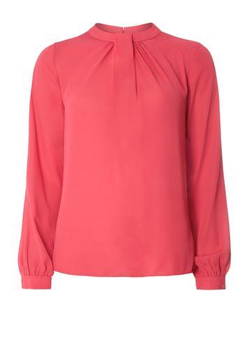 Dorothy Perkins Bright Pink Pleat Neck Top