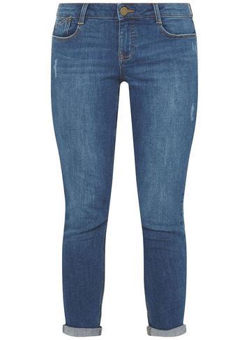 Dorothy Perkins Petite Mid Wash 'harper' Roll Up Skinny Jeans