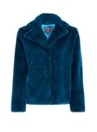 Dorothy Perkins Teal Blue Plush Short Faux Fur Coat