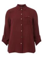 Dorothy Perkins Wine Pocket Roll Sleeve Shirt