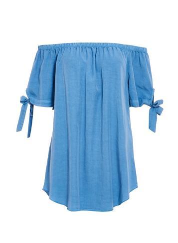 Dorothy Perkins *quiz Blue Bardot Tie Sleeve Top