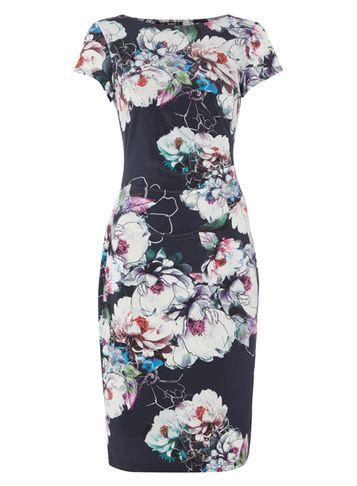Dorothy Perkins *roman Originals Navy All-over Print Bodycon Dress