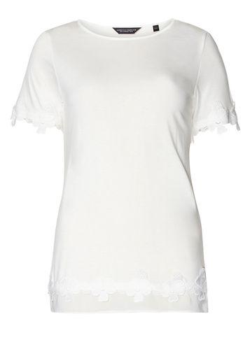 Dorothy Perkins Ivory Chiffon Lace Hem T-shirt