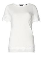 Dorothy Perkins Ivory Chiffon Lace Hem T-shirt
