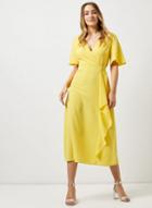 Dorothy Perkins Yellow D-ring Wrap Midi Dress