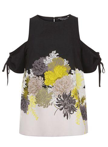 Dorothy Perkins Black Floral Print Cold Shoulder Top