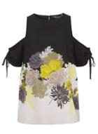 Dorothy Perkins Black Floral Print Cold Shoulder Top